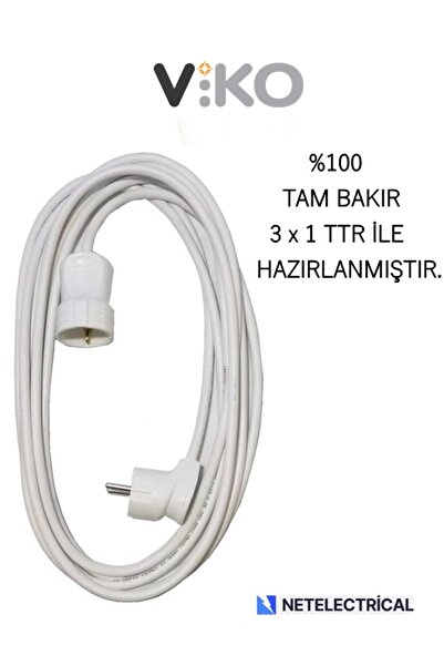 VİKO Topraklı Uzatma Seyyar Kablosu 1 Metre ( Tam Bakir 3x1 Ttr )