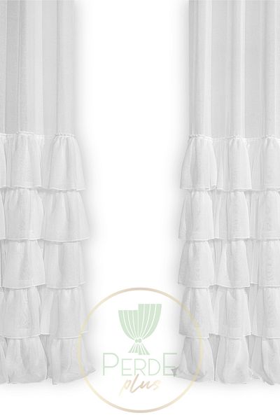 Perdeplus Linen Tulle Curtain Design Skirt Frilly Off White