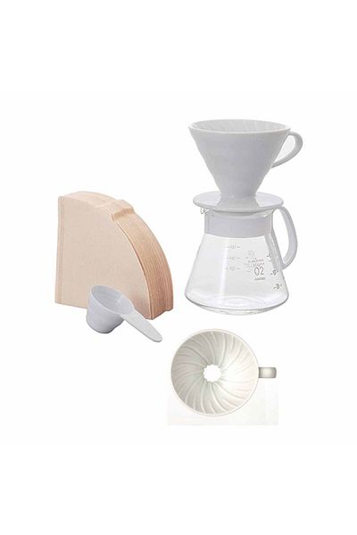 Hario Ceramic Coffee Brewing Set White + 100 Filter Paper