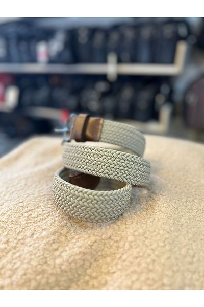 BENE GENUINE LEATHER 3.5 CM KNITTED PATTERNED BELT