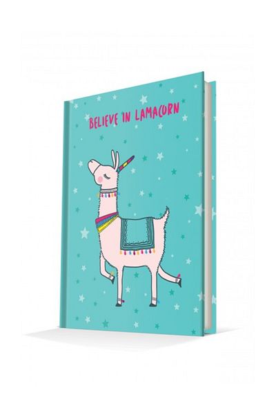 DEFFTER دفتر ملاحظات بغطاء صلب مخطط مكون من 96 ورقة من Lamacorn