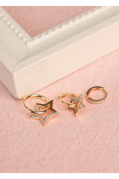 Richard Jewell Kadın Çelik Altın Kaplama Yıldız Küpe