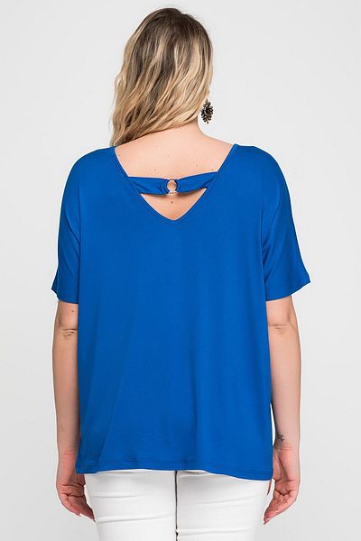 Şans Women's Large Size Saxe Backless Viscose Tunic 65n15439