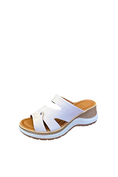 Venüs Venüs2409904 hakiki deri ortapedik taban günlük terlik bej