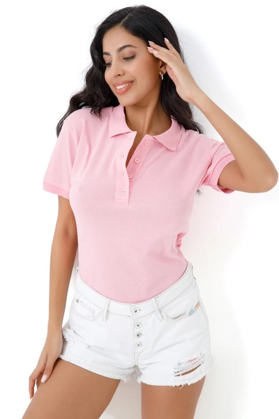artofdress Kadın Polo Yaka Pembe Tshirt