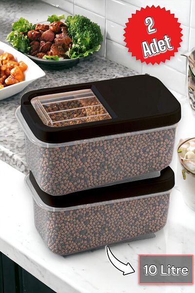 Şahane Pazar 2 Pieces 10 Liter Multibox Storage Container Box Sliding Lid Fma00766 - Black