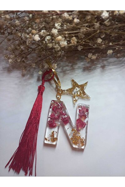 demirbasavm سلسلة مفاتيح مصنوعة يدويًا من الإيبوكسي بحرف N