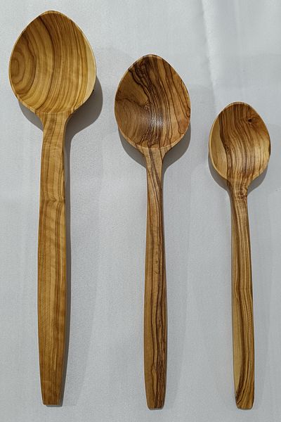 Ahşap Vadisi Olive Wood Handmade - 21-23-25 cm 3 Size Wooden Spoons 3 Pieces