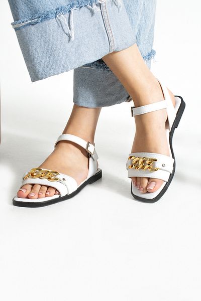 star shoes Sandale de damă cu lanț alb