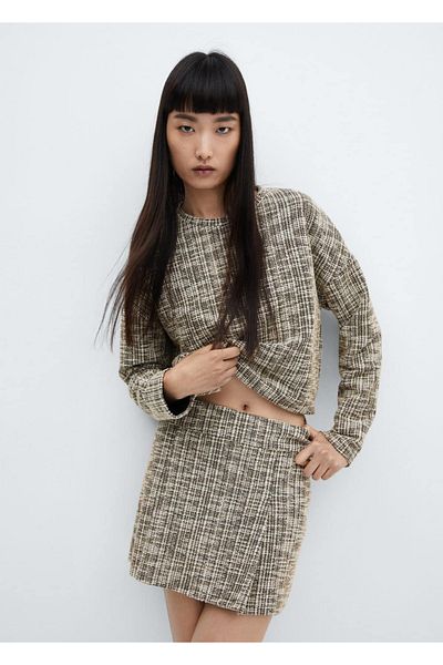 MANGO Woman Fustă din tweed topit