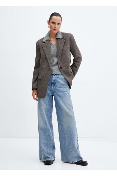 MANGO Woman Polo Collar Padded Sweater with Shoulders