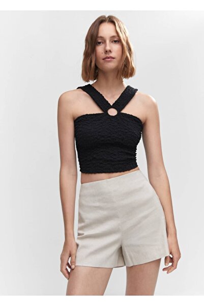 MANGO Woman Δαχτυλίδι Λεπτομερής υφασμένη μπλούζα