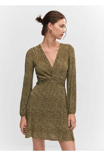 MANGO Woman Short Knot Detailed Dress