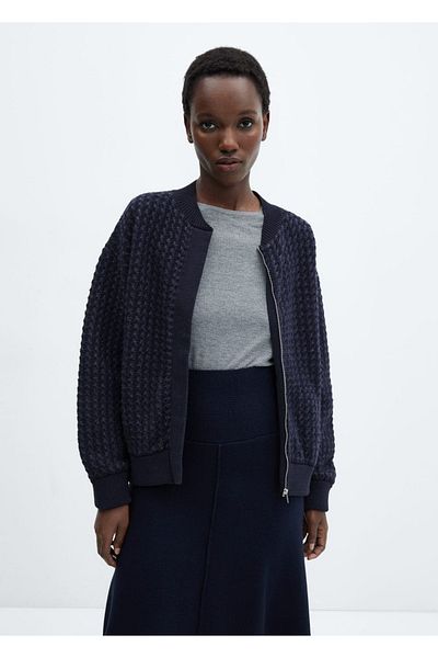MANGO Woman Jachetă Bomber Tricotaj