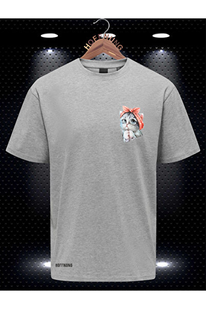 HOFFNUNG Πολύχρωμο μπλουζάκι γατάκι Unisex - Εκτύπωση Unisex