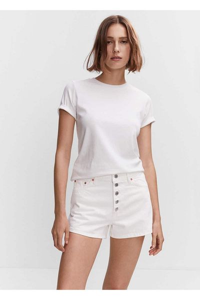 MANGO Woman Jeansshorts mit Knopfleiste