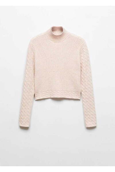 MANGO Woman Perkins yaka örgü desenli kazak