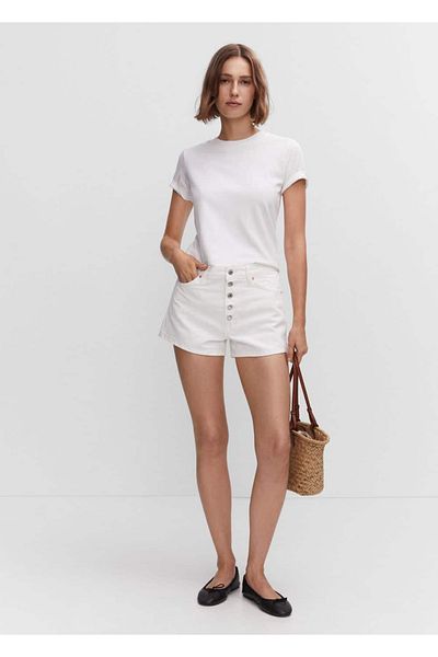 MANGO Woman Jeansshorts mit Knopfleiste