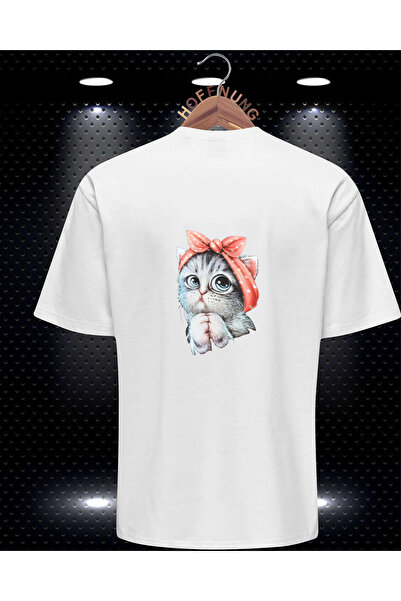 HOFFNUNG Πολύχρωμο μπλουζάκι γατάκι Unisex - Εκτύπωση Unisex