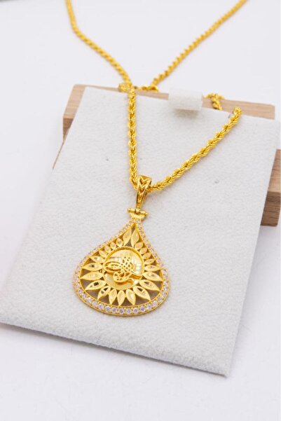 latif kuyumcu 22 Ayar Altın Füzyon Döküm Tuğralı Altın Kolye + Zincir SETLKKLY1117