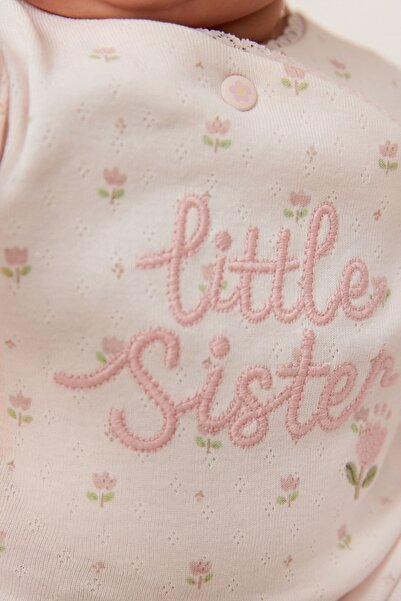 Next Baby 100% Organic Cotton Rose Embroidered Little Sister Jumpsuit ALY00580