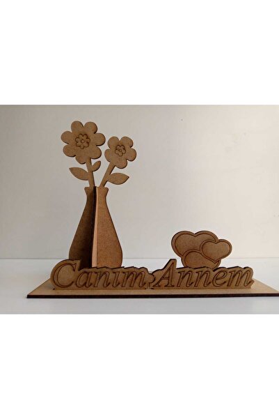 AllFayLazer Anneler Günü Ahşap Çiçek ve Vazo Temalı Canım Annem Yazılı Kendin...