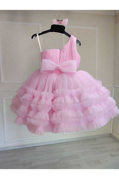 NGS STİL One Shoulder Skirt Ruffle Waist Stone Detailed Dress