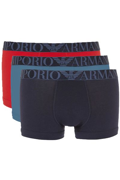 Emporio Armani Boxer pentru bărbați din țesătură cu talie obișnuită, model plat, multicolor 111357   4R726-05837