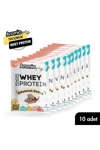 Aromio Pro+ Whey Protein Powder - Chocolate Wafer, Single Drink, 10 Chassis