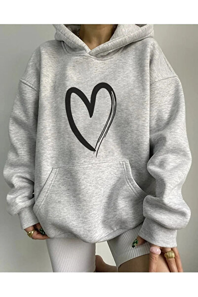 Modern Moda Φούτερ με κουκούλα με στάμπα καρδιάς