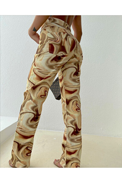 MET AND MARCH Brown Sand Patterned Jeans