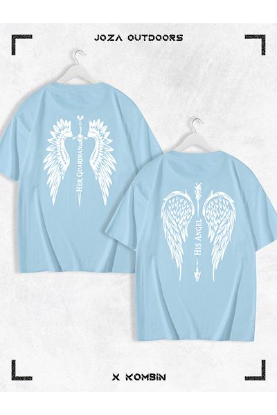 Joza Outdoors Unisex Angel Wing Pattern Lover Oversize T-Shirt Σετ 2 τεμαχίων - Ανδρικά και Γυναικεία