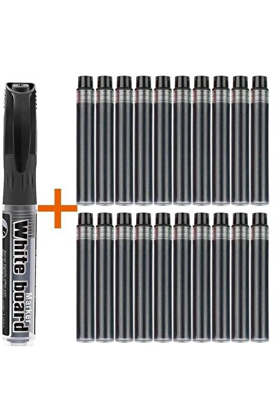 Modellino 1 Adet Tüplü Siyah Kartuşlu Beyaz Tahta Kalemi + 20 Siyah Kartuş Tüp