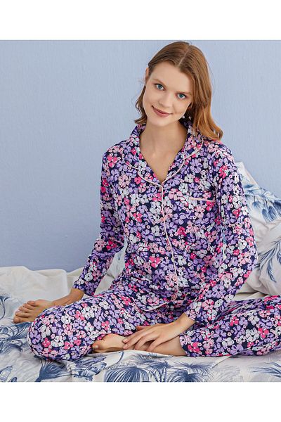 LİLA İÇ GİYİM WOMEN'S BUTTONED LONG SLEEVE PAJAMA SET