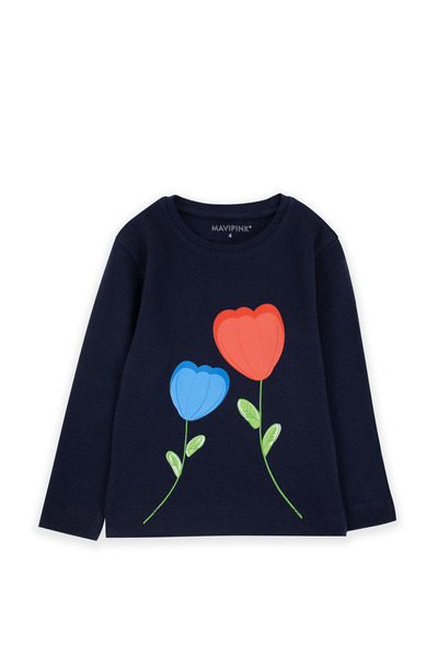 Mavipink Tricou cu mânecă lungă cu imprimeu floral, 100% bumbac, culoare alba...