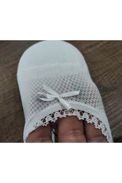 Leement socks Дамски 4 чифта плетени бамбукови балерини с панделка и мрежеста принт