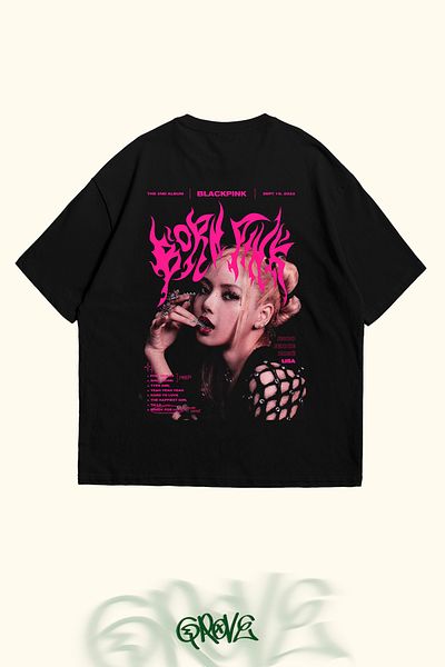 Grove Fashion تي شيرت Blackpink Lisa مطبوع من الأمام والخلف للجنسين