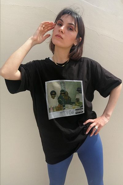 Grove Fashion Tricou oversize cu imprimeu Kendrick Lamar negru unisex