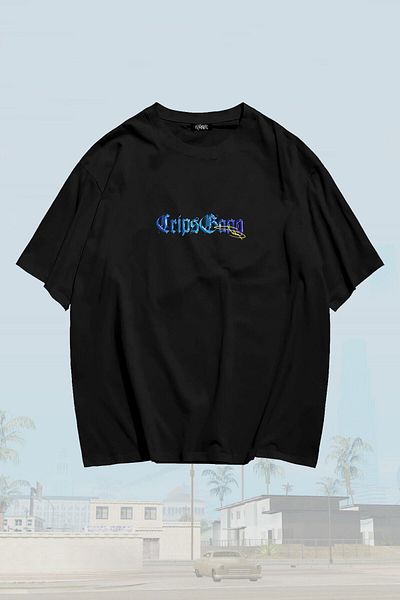 Grove Fashion تي شيرت كبير الحجم للجنسين من Eminem Crips Gang ذو وجهين