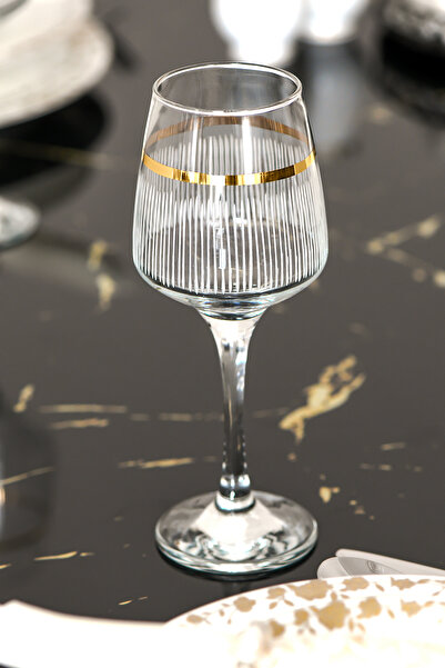 P H Panayır Home Lazer Altın Yaldızlı Cam Lüks Kadeh Su Meşrubat Kokteyl  İçecek Bardak Takımı 6 Kişilik Çeyizlık