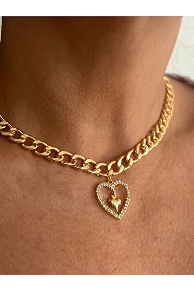 tones official Zirkon Kalp Choker Kolye