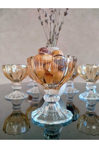 P H Panayır Home 6 Pieces Gold Glass Mini Bowl Sauce Bowl Jam Bowl Sugar Bowl Turkish Delight Bowl Presentation Bowl