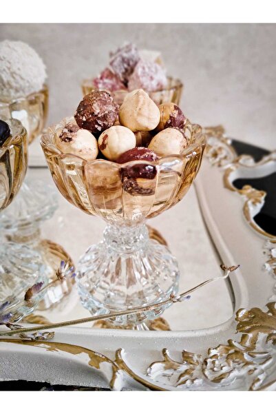 P H Panayır Home 6 Pieces Gold Glass Mini Bowl Sauce Bowl Jam Bowl Sugar Bowl Turkish Delight Bowl Presentation Bowl