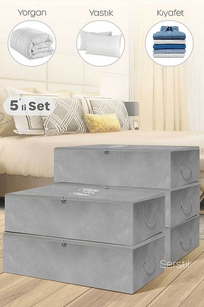 Serstil 5 Τεμάχια - Mega Size Underlay Anthracite Storage 74 x 46 x 22 cm