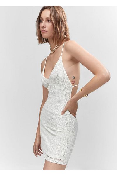MANGO Woman Φόρεμα με υφή σταυρού πίσω