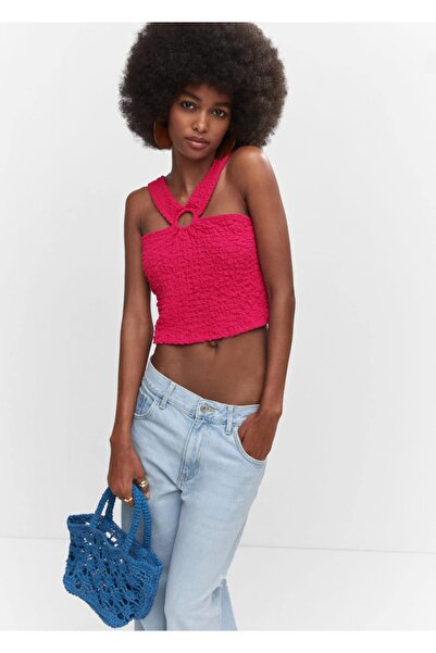 MANGO Woman Δαχτυλίδι Λεπτομερής υφασμένη μπλούζα