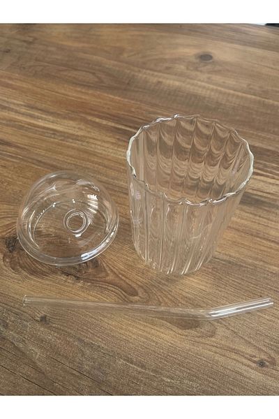 MİMOZA PARK 1 Piece Glass Oval Lid Heat Resistant Pinterest Cup| Coffee And Presentation Cup| 400ml