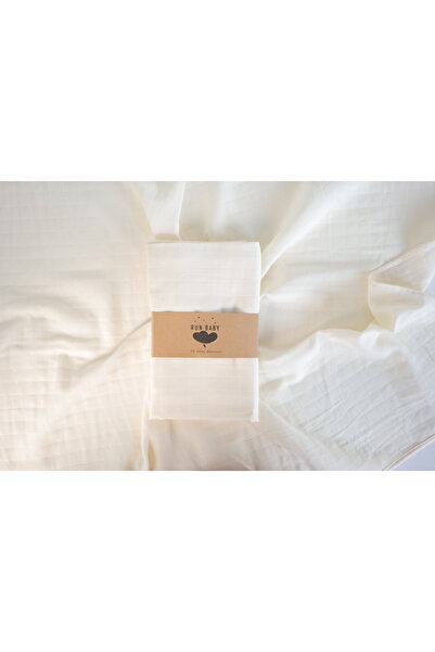 runbaby 100X75 cm 100% Cotton Muslin Fabric Baby Cover & Blanket - Ecru