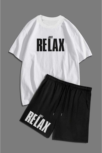 Sky Light Unisex White Printed T-Shirt - Black Shorts - Summer