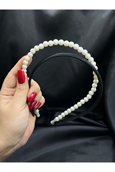 modernist تاج أسود من الساتان واللؤلؤ